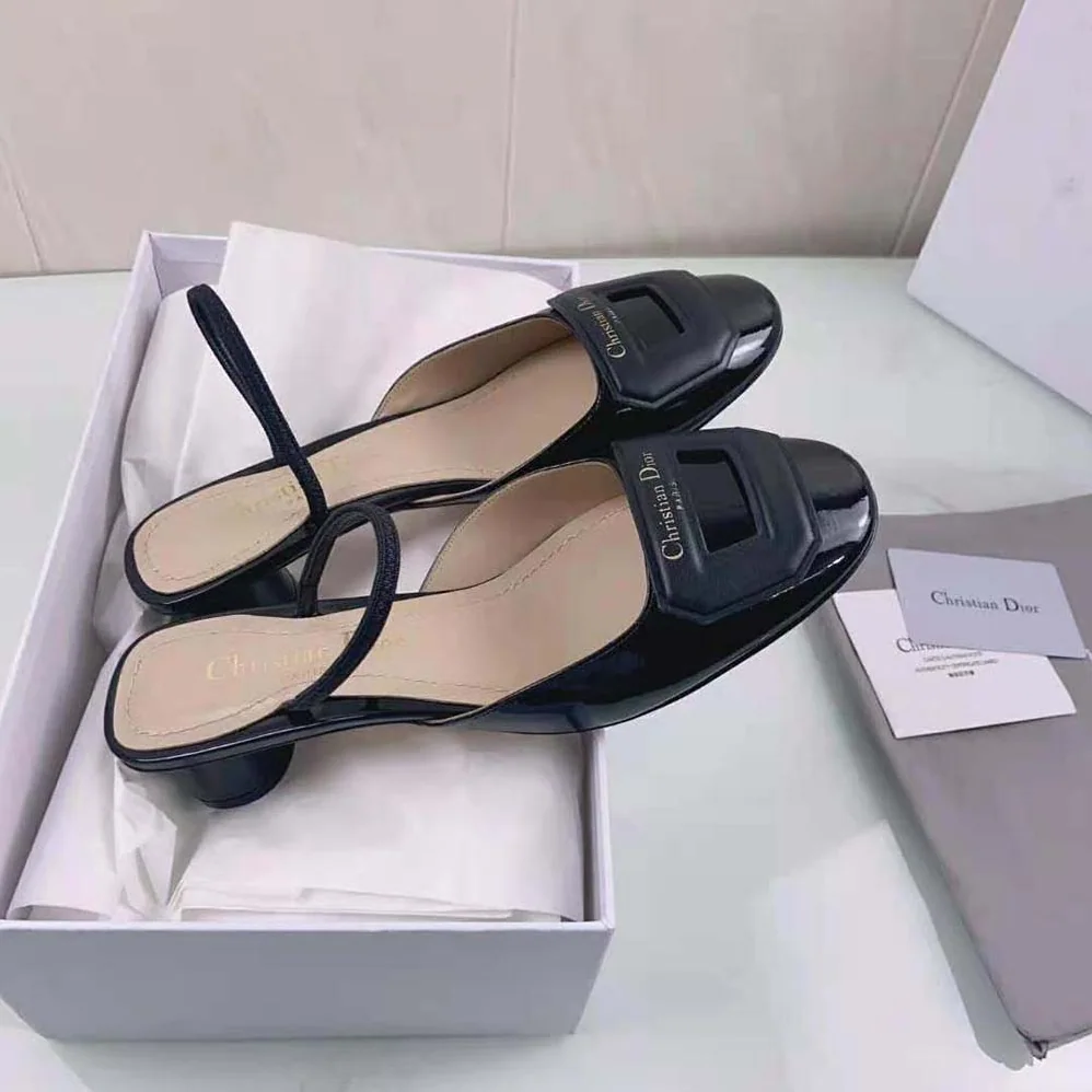 Dior Day Slingback Pump Black Patent Calfskin for Women