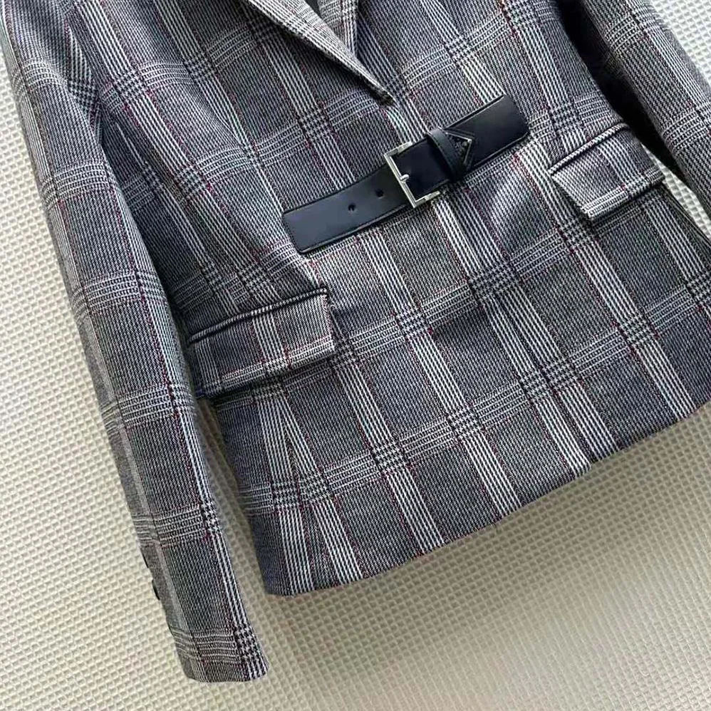 Prada Single-breasted Prince of Wales Jacket for Women Prada Single-breasted Prince of Wales Jacket for Women
