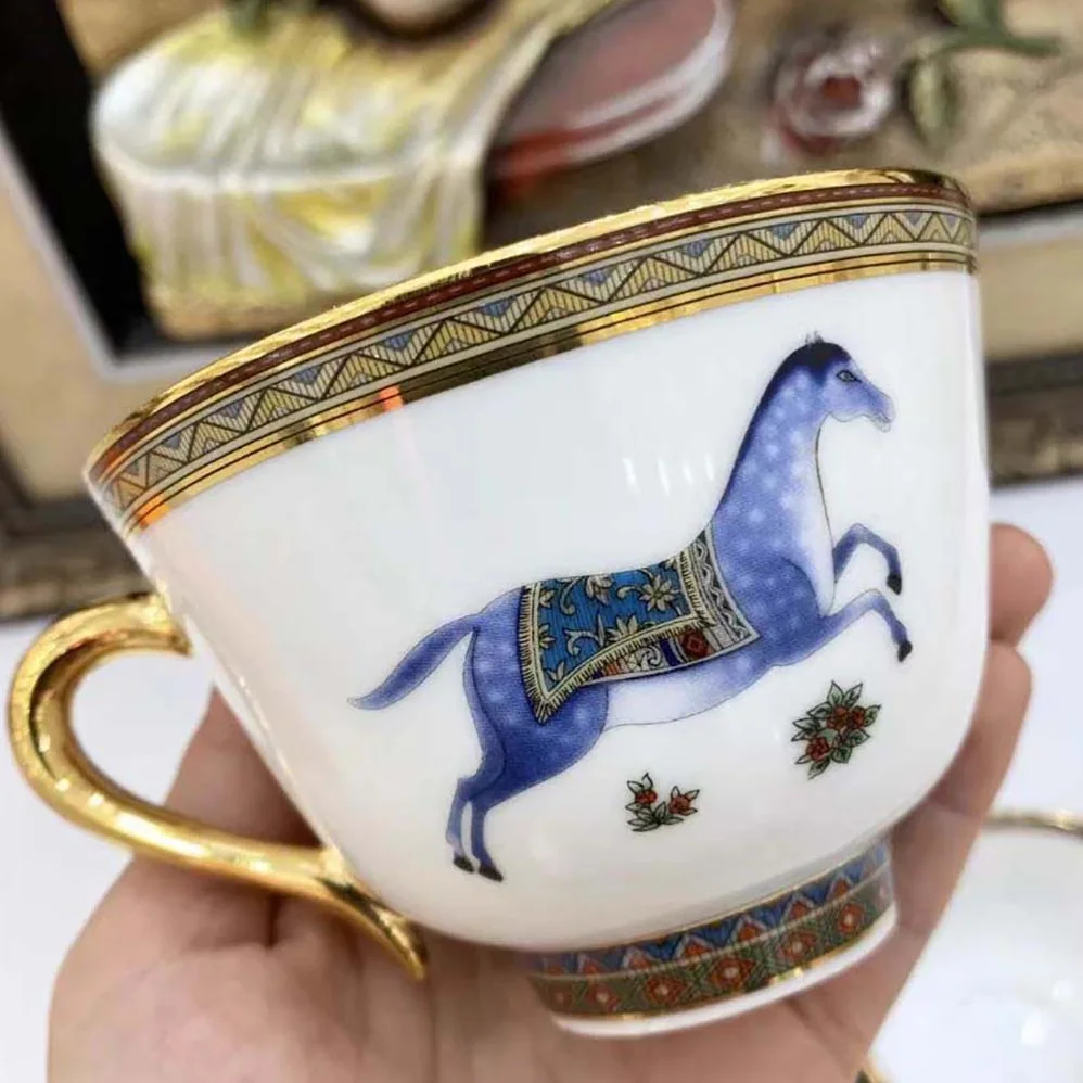 Hermes Cheval D'Orient Tea Cup and Saucer for Unisex Hermes Cheval D'Orient Tea Cup and Saucer for Unisex