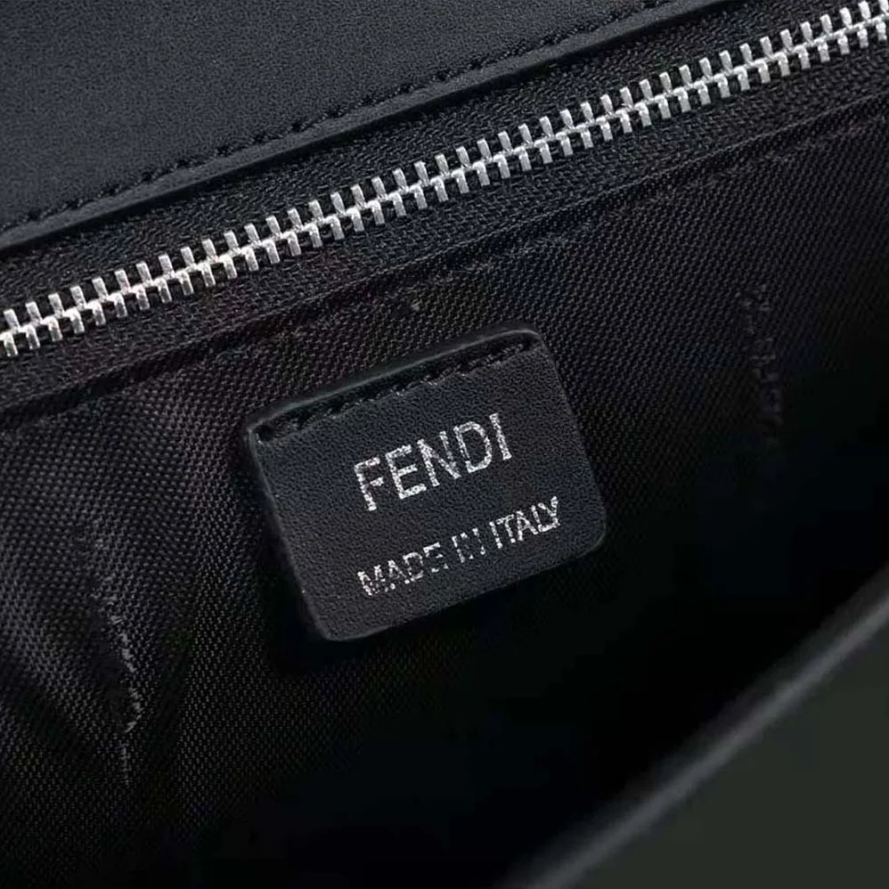 Fendi Flat Baguette Leather Bag for Men in Black