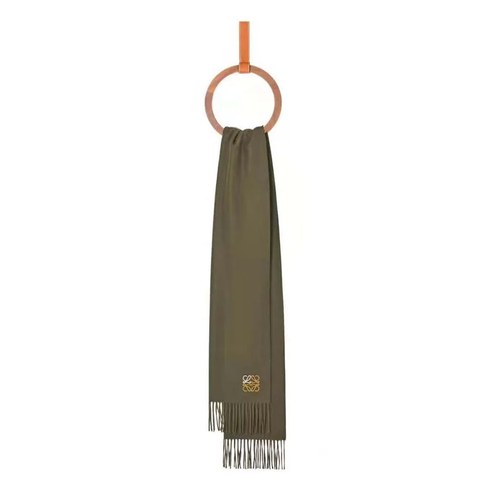 Loewe Anagram Scarf in Cashmere for Women in Dark Green Loewe Anagram Scarf in Cashmere for Women in Dark Green