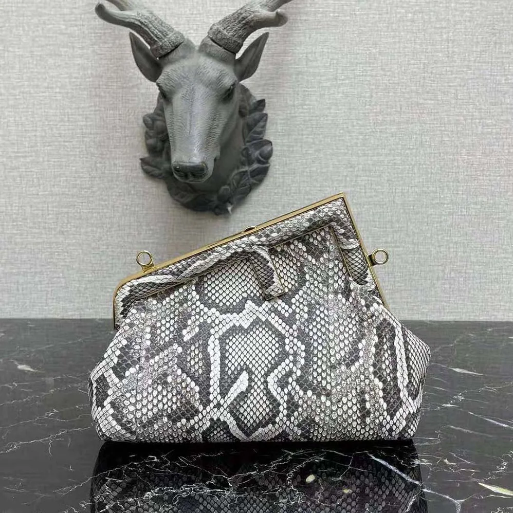Fendi First Small Natural Python Leather Bag for Women