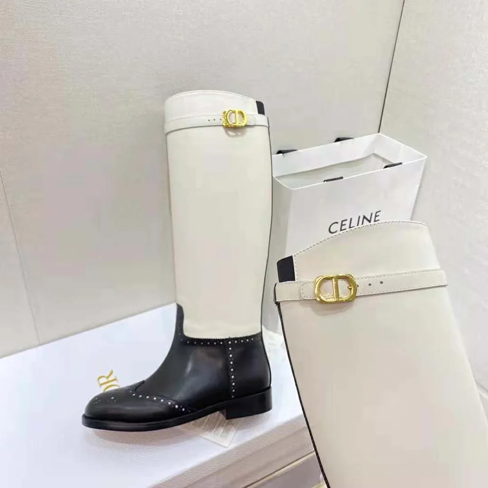 Dior Empreinte Boot Black and White Perforated Calfskin for Women