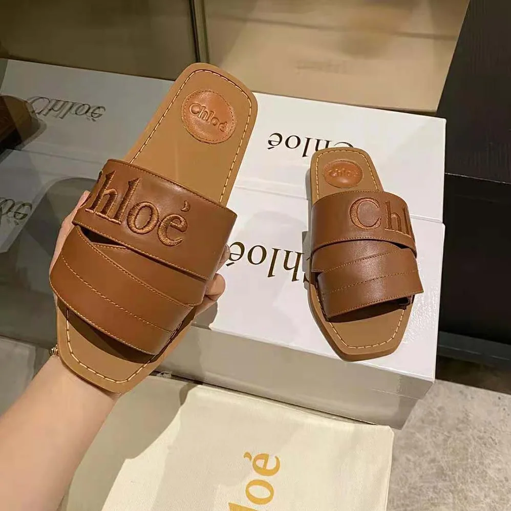 Chloe Woody Flat Mule for Women in Brown