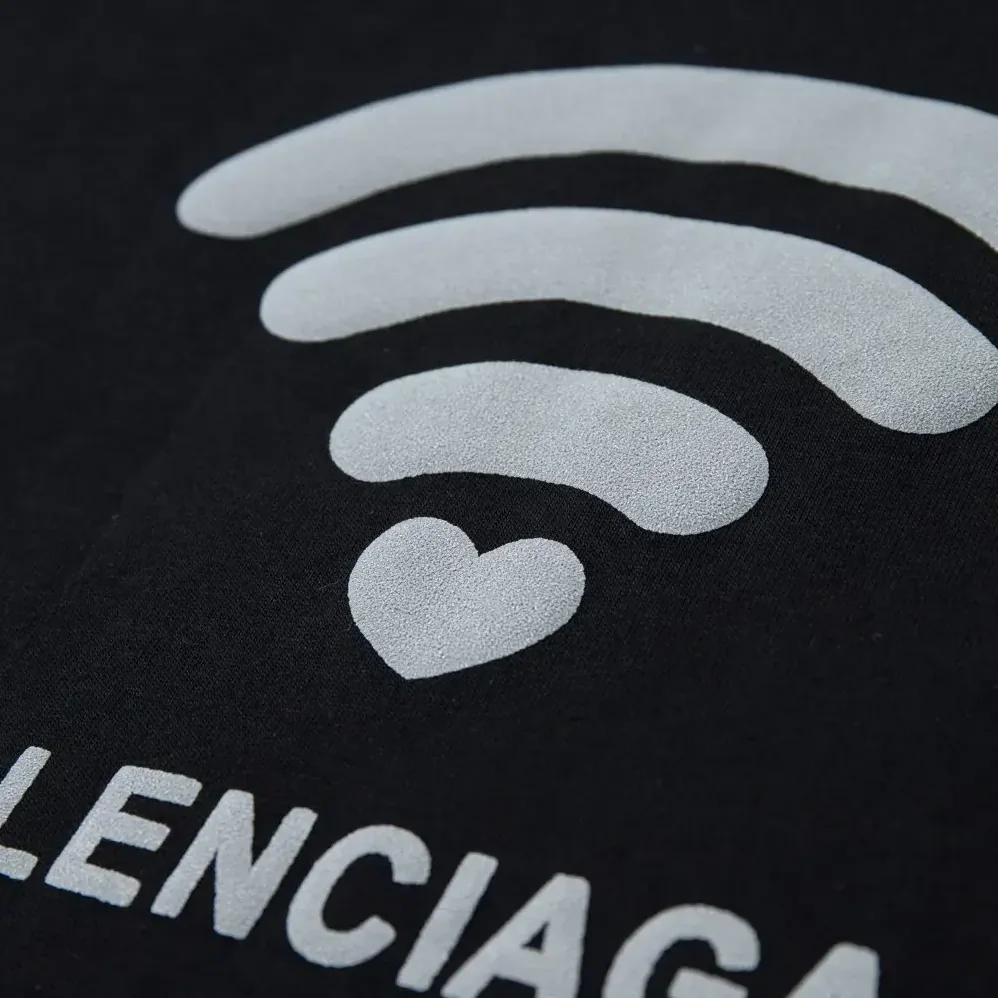 Balenciaga Lo_ve T-Shirt Medium Fit Black and Dark Grey Vintage Jersey for Men