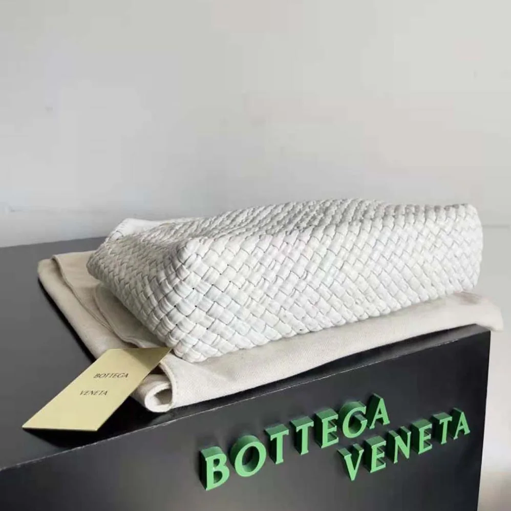 Bottega Veneta Tosca Shoulder Bag with Metallic Sphere Closure Woven for Women in White
