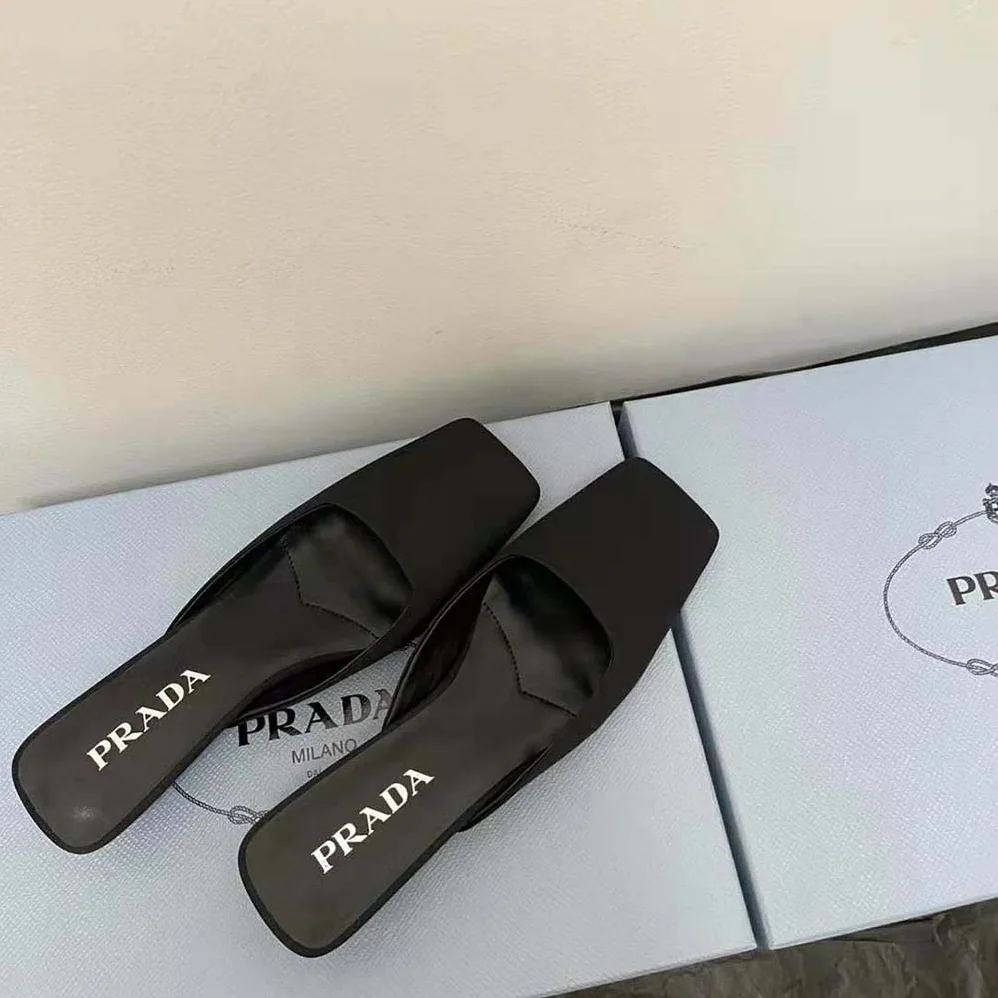 Prada Satin Mules for Women in Black