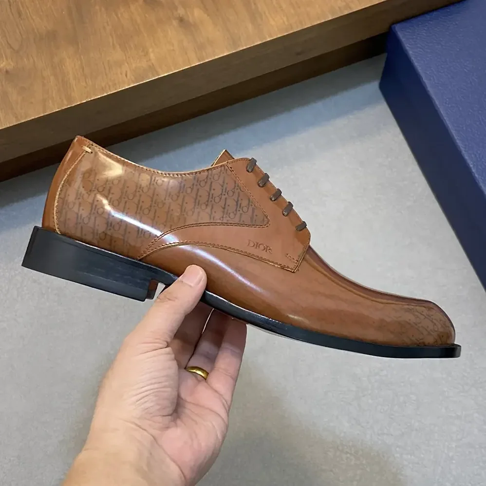 Dior Timeless Derby Shoe Brown Calfskin with Dior Oblique Gradient Patina for Men Dior Timeless Derby Shoe Brown Calfskin with Dior Oblique Gradient Patina for Men