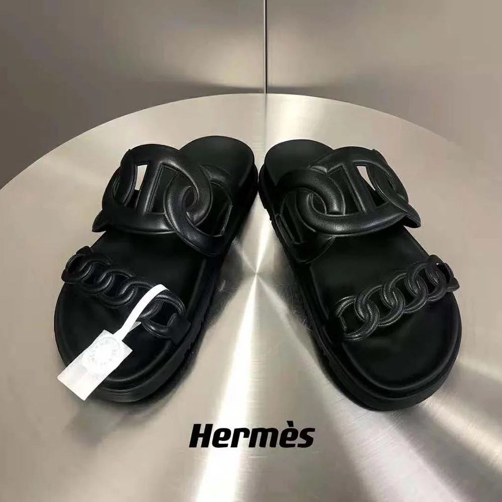 Hermes Extra Sandal in Nappa Leather for Women in Black