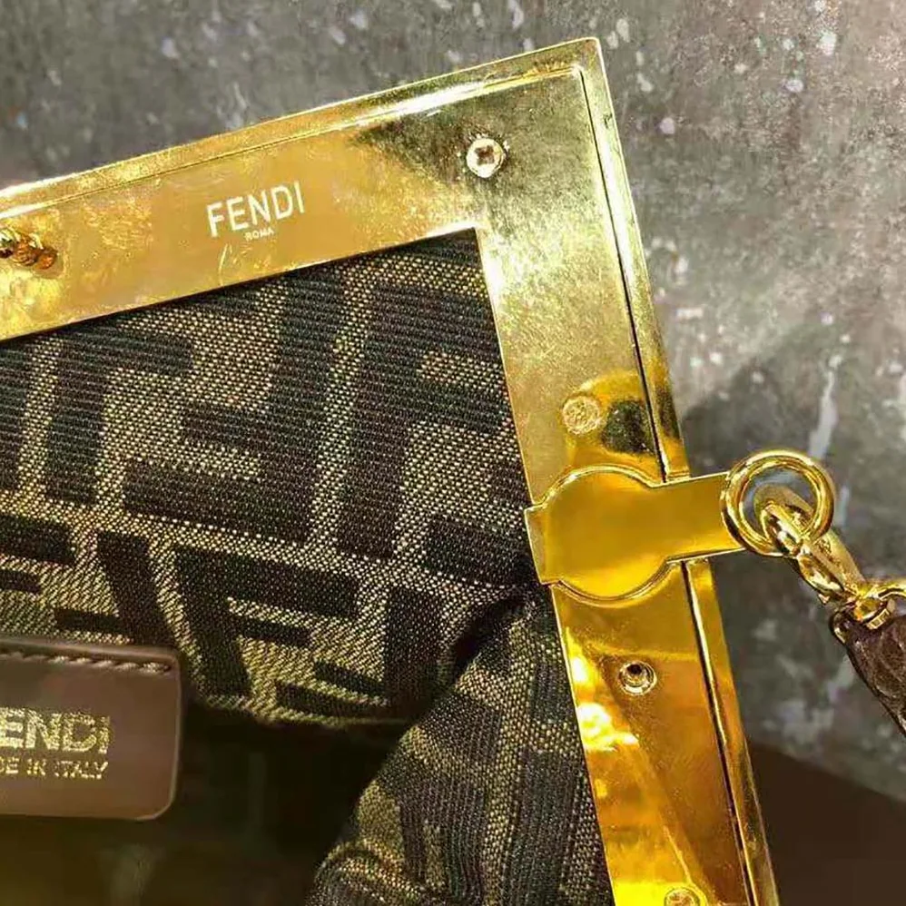 Fendi First Small Dark Brown Python Leather Bag for Women Fendi First Small Dark Brown Python Leather Bag for Women