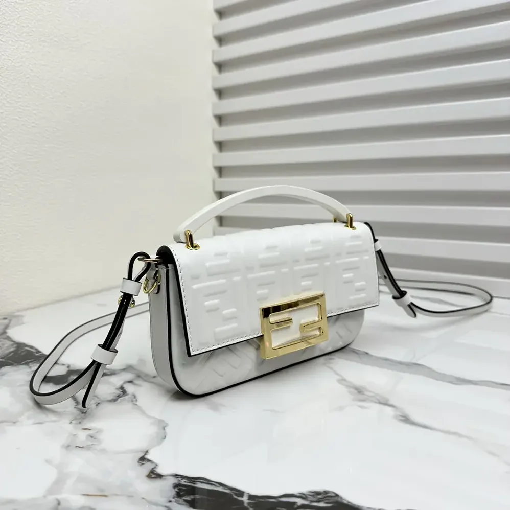 Fendi Baguette Phone Pouch White Nappa Leather Pouch for Women