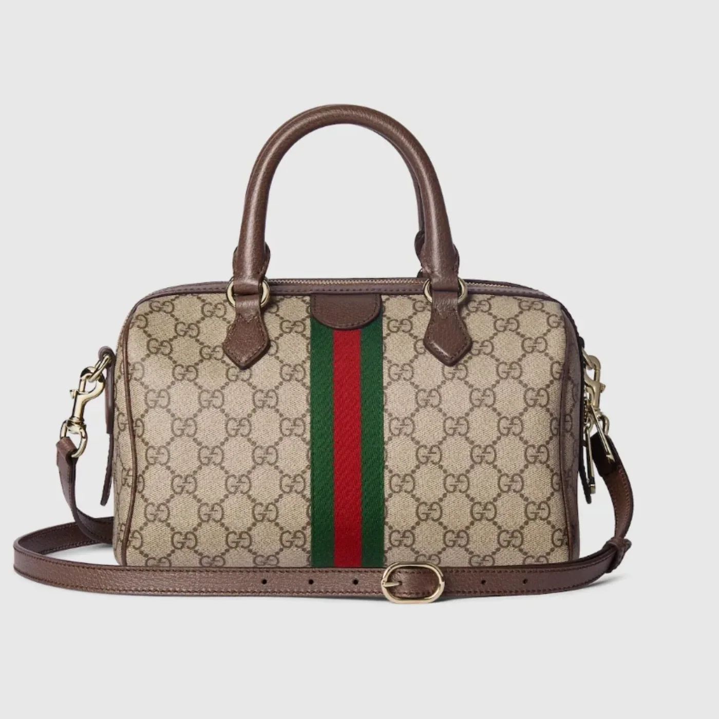 Gucci Ophidia Medium Boston Top Handle Bag in Beige Gold Hardware