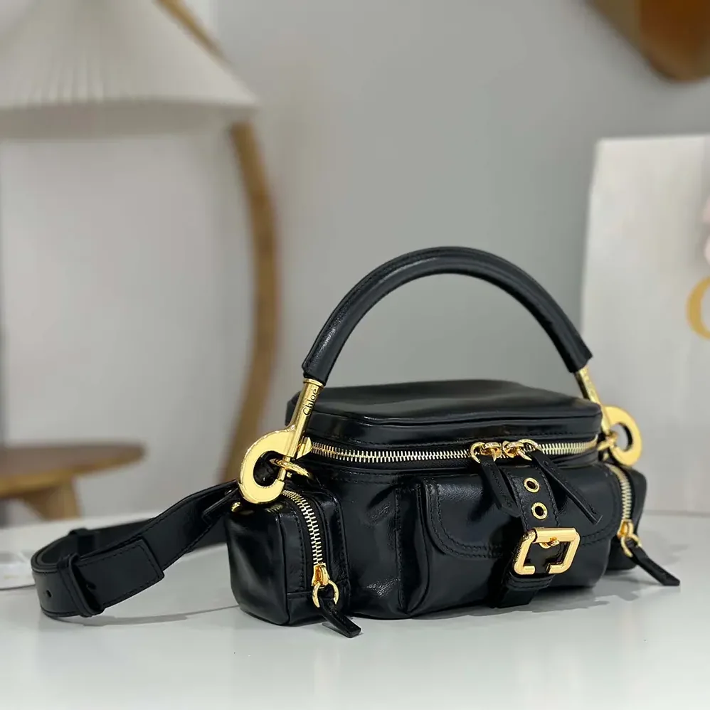 Chloe Small Camera Bag in Shiny Leather for Women in Black Chloe Small Camera Bag in Shiny Leather for Women in Black