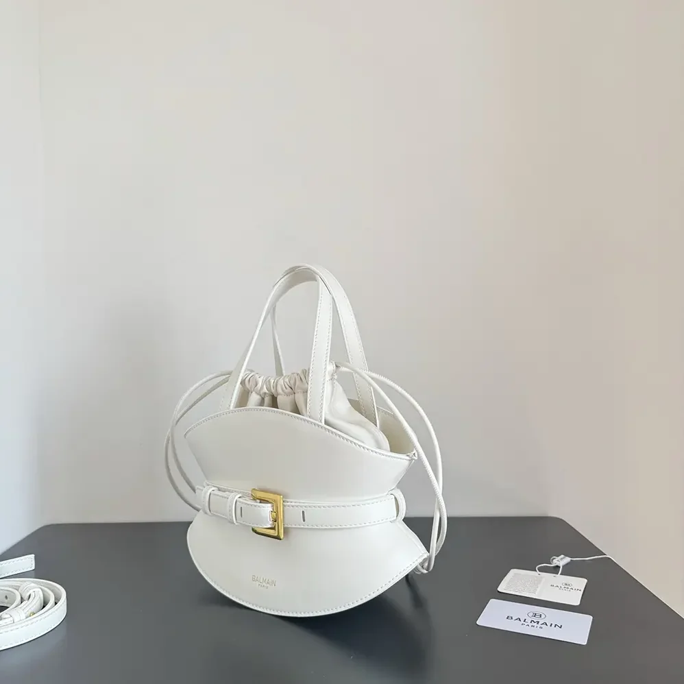 Balmain Shuffle Mini Bag In Calfskin Leather for Women in White