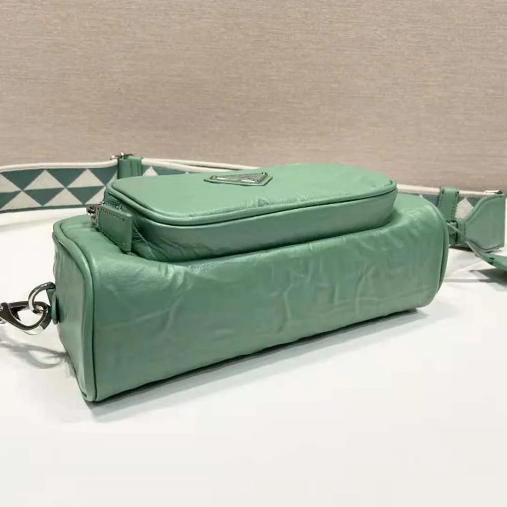Prada Nappa Antique Leather Multi-Pocket Shoulder Bag for Women in Green Prada Nappa Antique Leather Multi-Pocket Shoulder Bag for Women in Green