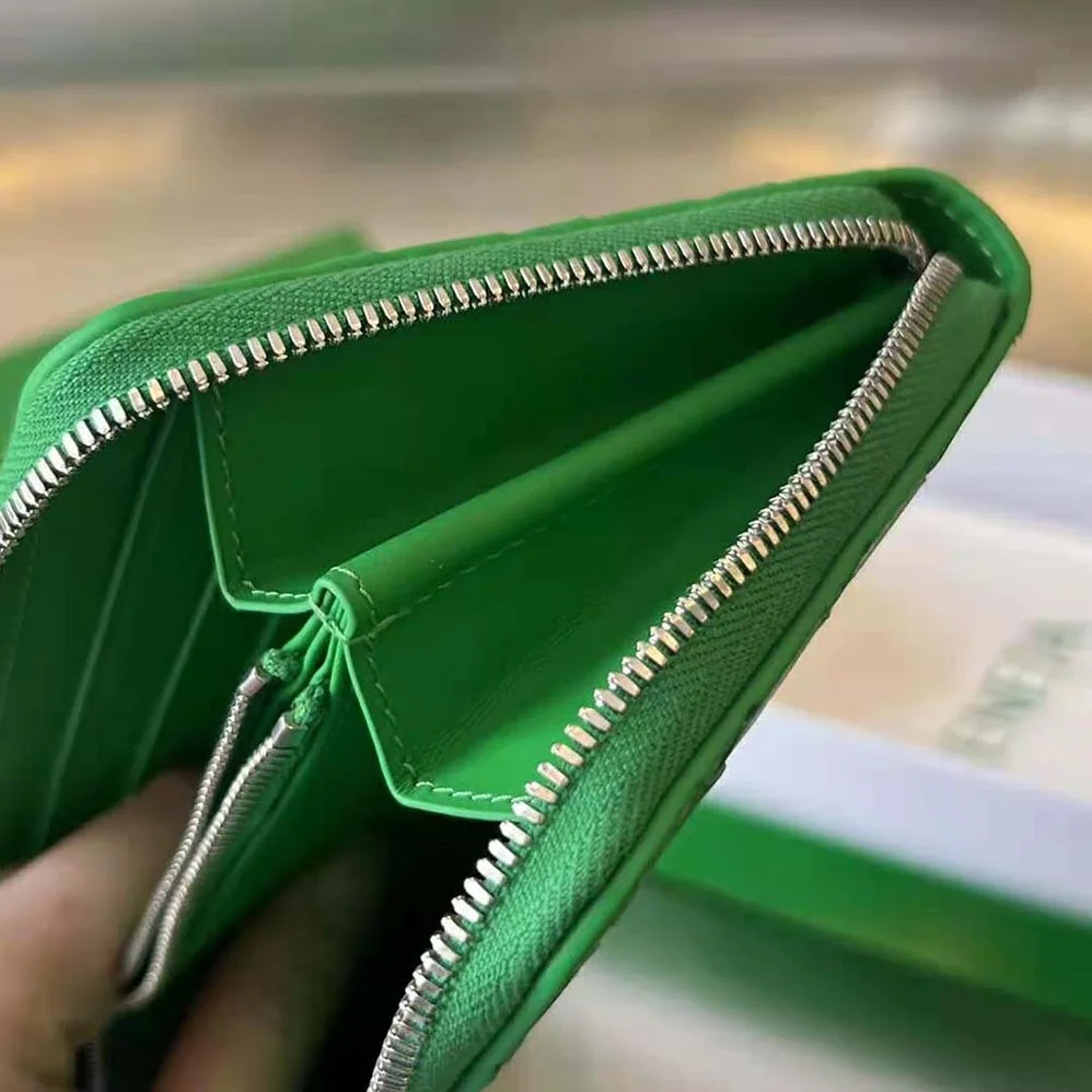 Bottega Veneta Intrecciato Zip Around Wallet for Unisex in Green