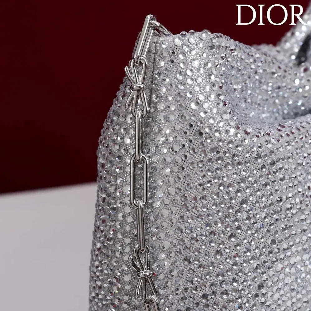 Dior Small Dior Bow Bag Silver for Women in Tone Goatskin and Strass Dior Small Dior Bow Bag Silver for Women in Tone Goatskin and Strass