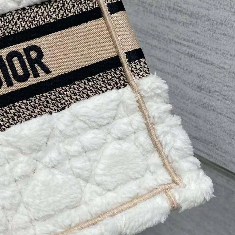 Dior Medium Dior Book Tote Ice Cannage Shearling for Women
