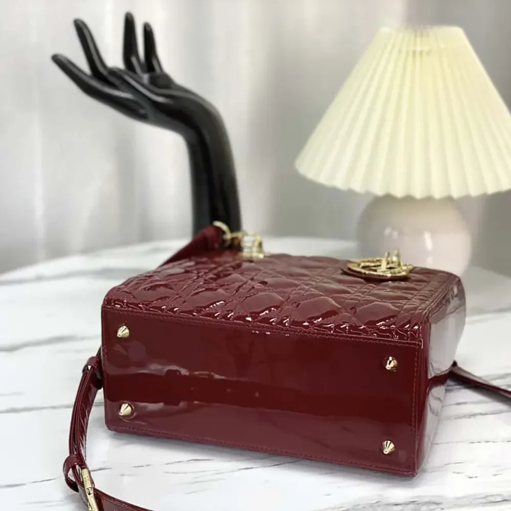 Dior Medium Lady Dior Bag Cherry Red Patent Cannage Calfskin for Women Dior Medium Lady Dior Bag Cherry Red Patent Cannage Calfskin for Women