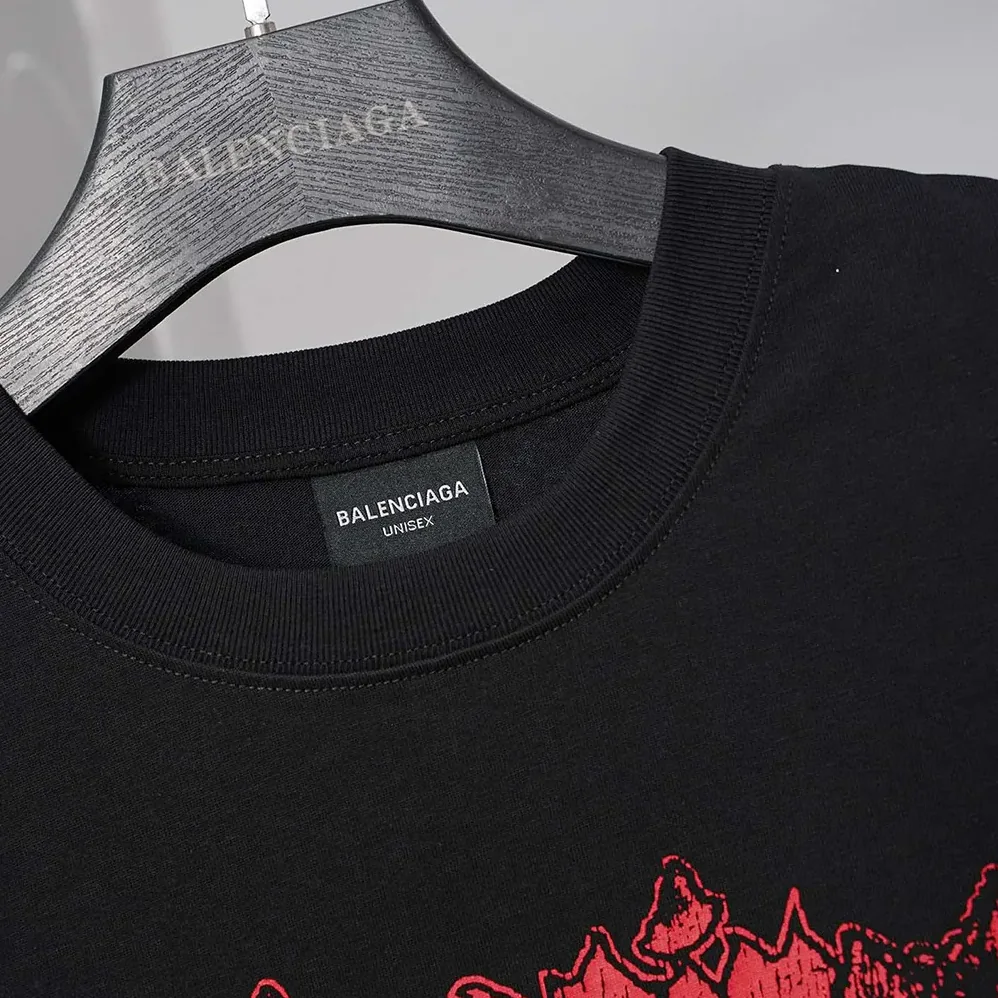 Balenciaga Salon De Couture Medium Fit T-Shirt in Black Dry Jersey for Men Balenciaga Salon De Couture Medium Fit T-Shirt in Black Dry Jersey for Men