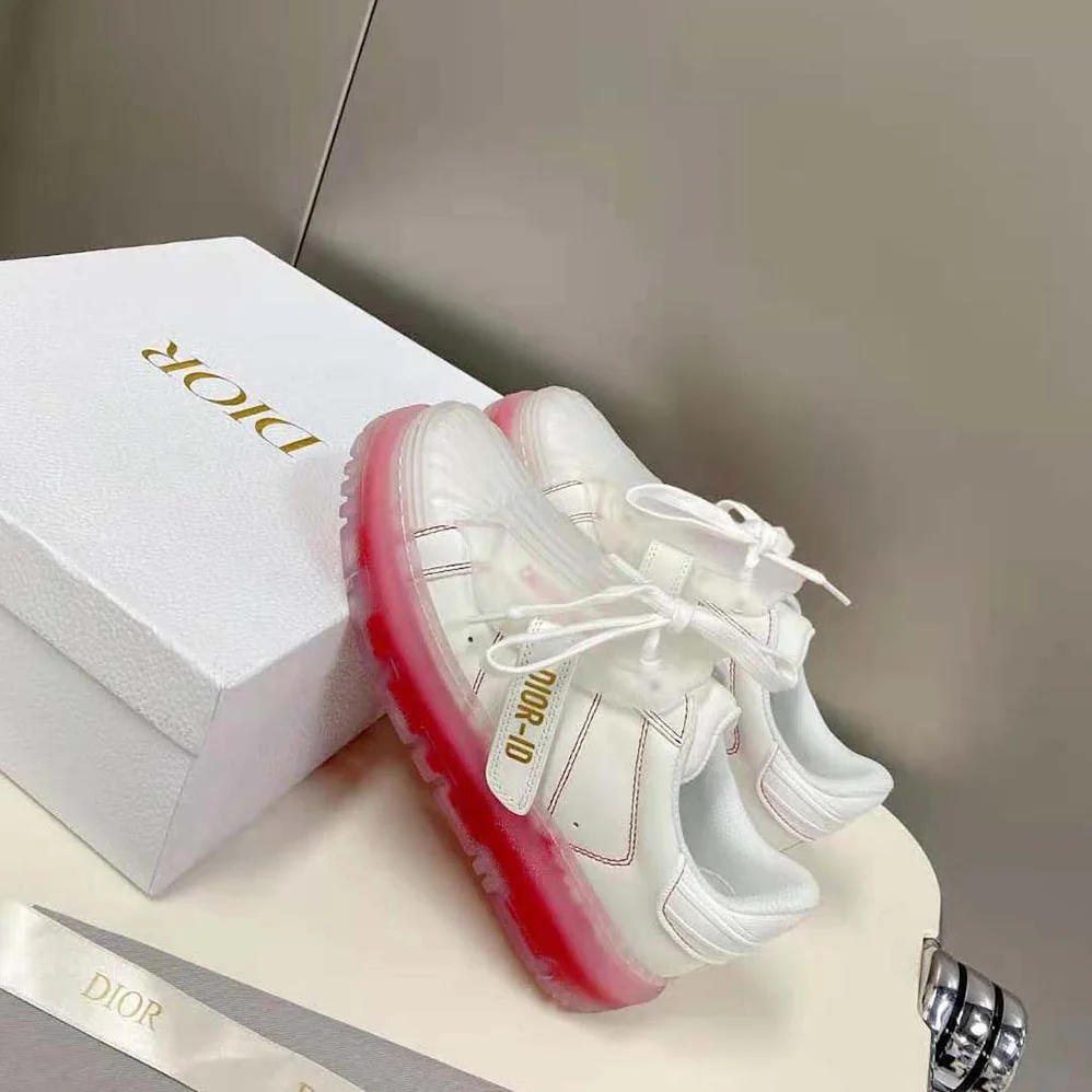 Dior Dior-Id Sneaker White Calfskin and Transparent Red Rubber for Women