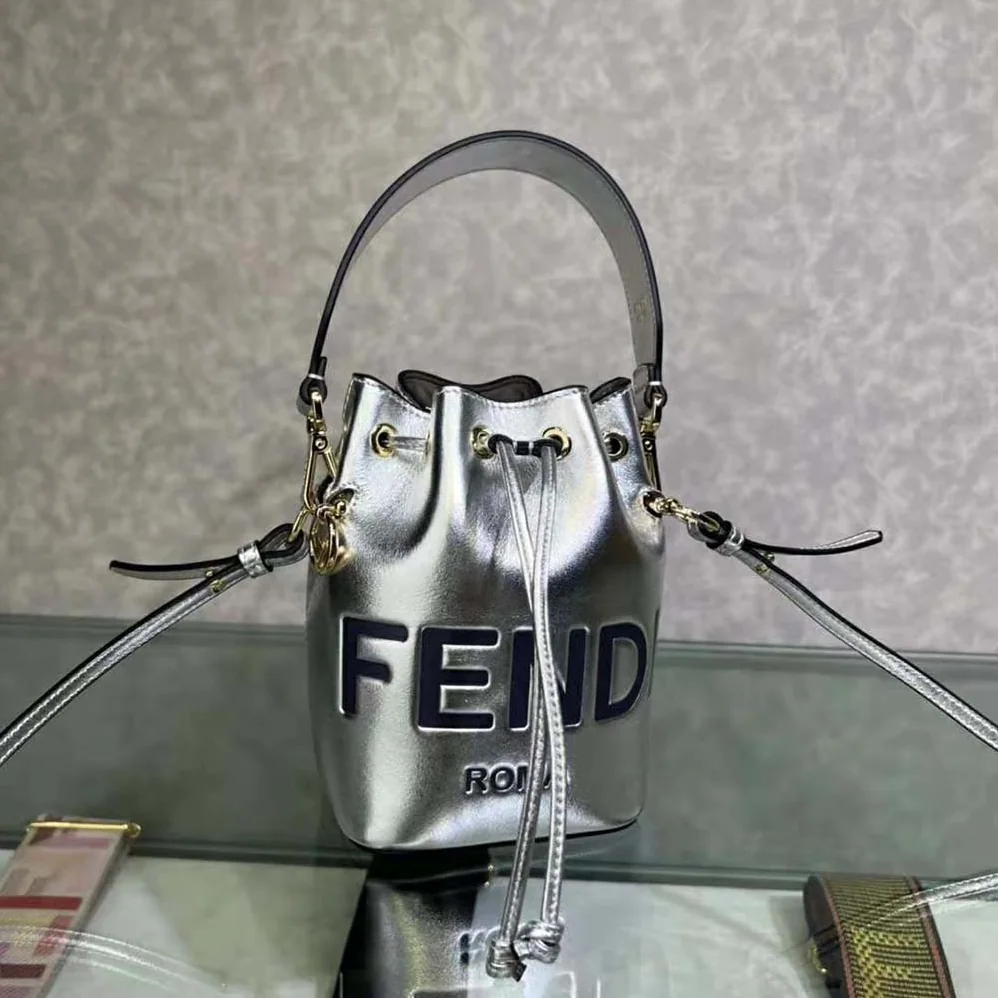 Fendi Mon Tresor Silver Laminated Leather Mini Bag for Women Fendi Mon Tresor Silver Laminated Leather Mini Bag for Women