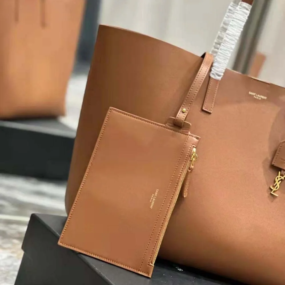 Saint Laurent YSL Shopping Saint Laurent E/W in Supple Leather for Women in Brown