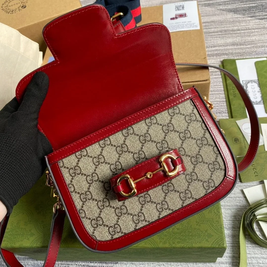 Gucci Horsebit 1955 GG Mini Bag Red Gucci Horsebit 1955 GG Mini Bag Red