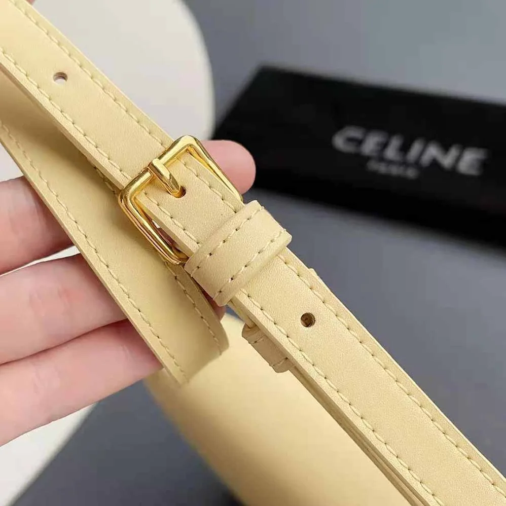 Celine Triomphe Shoulder Bag in Shiny Calfskin for Women in Yellow Celine Triomphe Shoulder Bag in Shiny Calfskin for Women in Yellow
