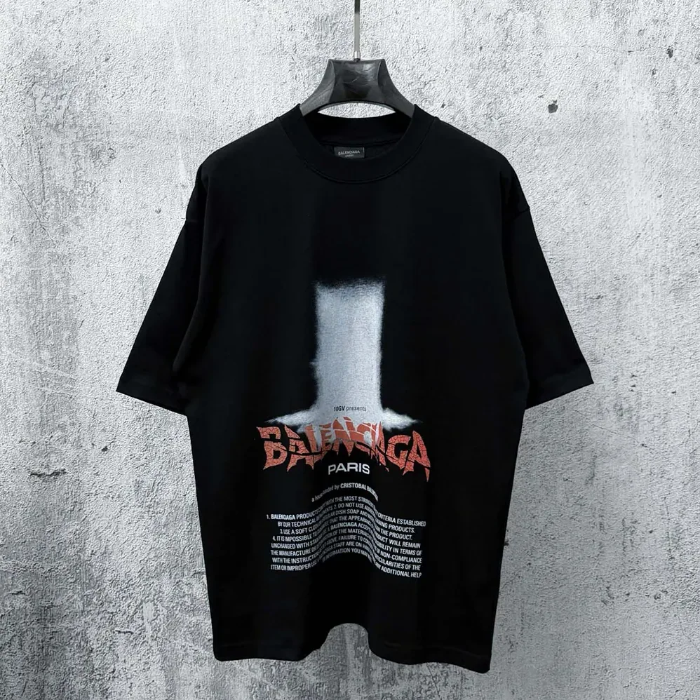 Balenciaga The Door Oversized T-Shirt in Black Dry Jersey for Men Balenciaga The Door Oversized T-Shirt in Black Dry Jersey for Men