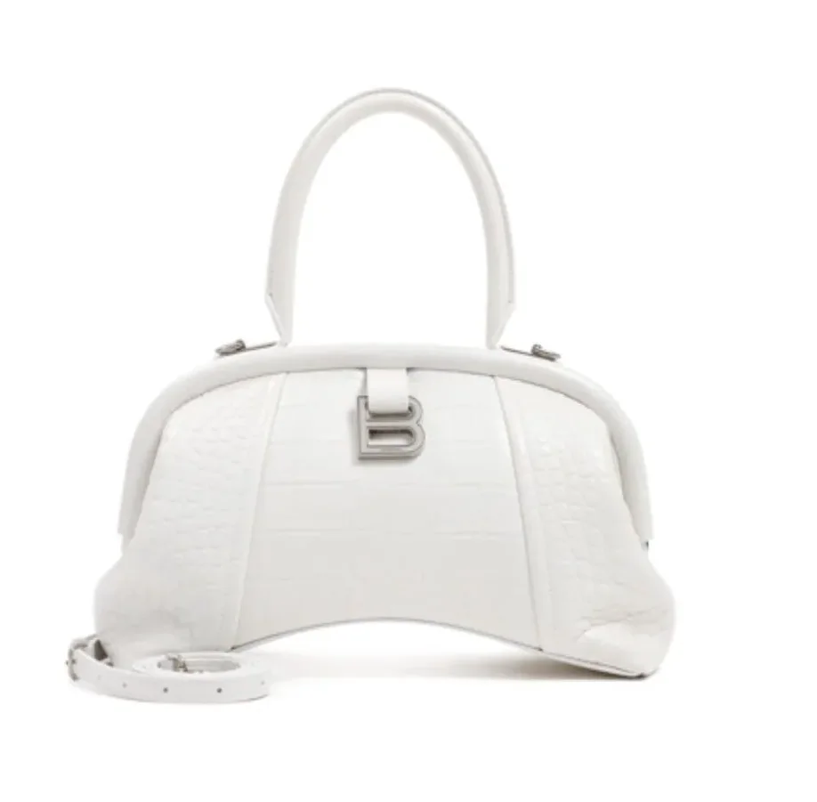 Balenciaga Editor Small Top Handle Bag Embossed White /