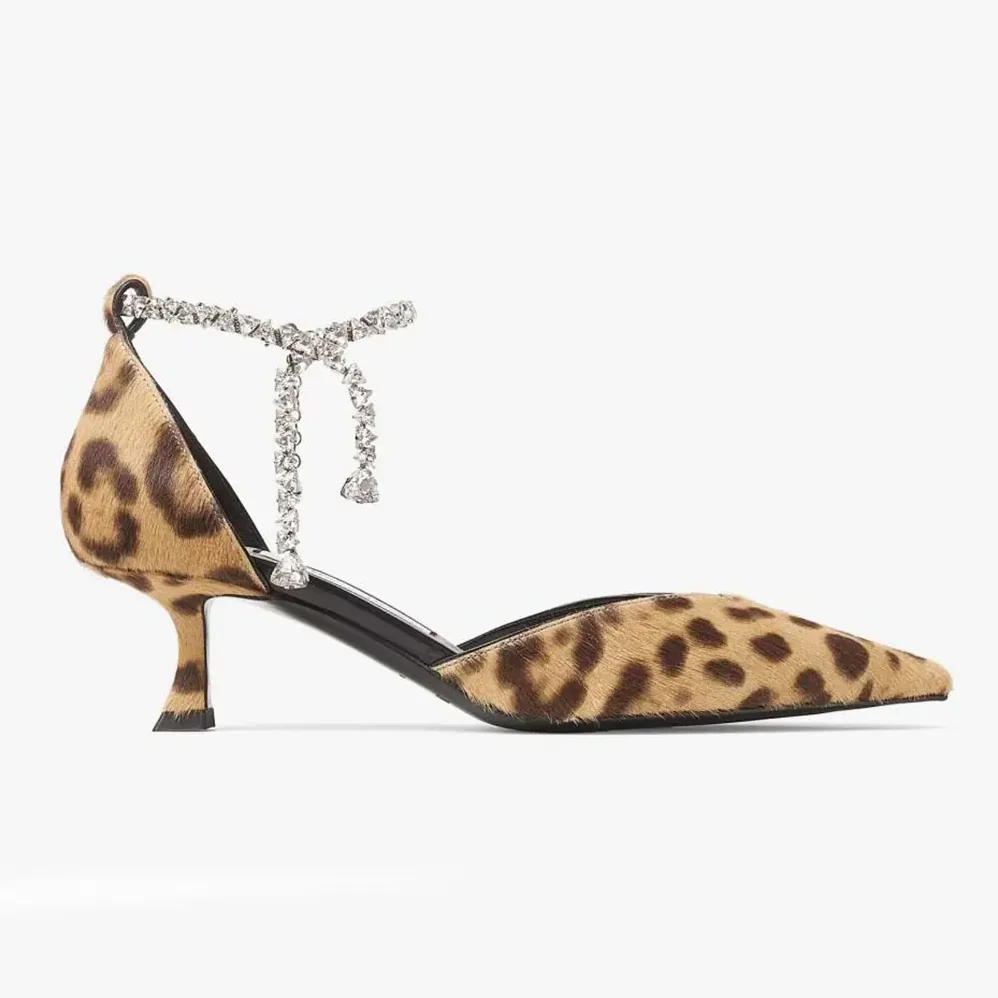 Jimmy Choo Stevie 50 Natural Leopard Print Pony Pumps for Women
