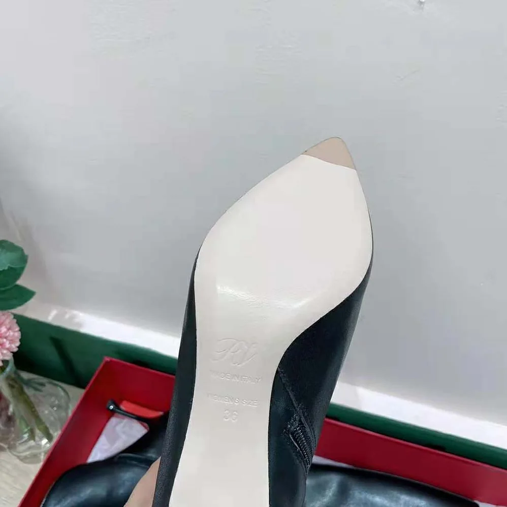 Roger Vivier Pointy Strass Buckle Boots in Leather for Women