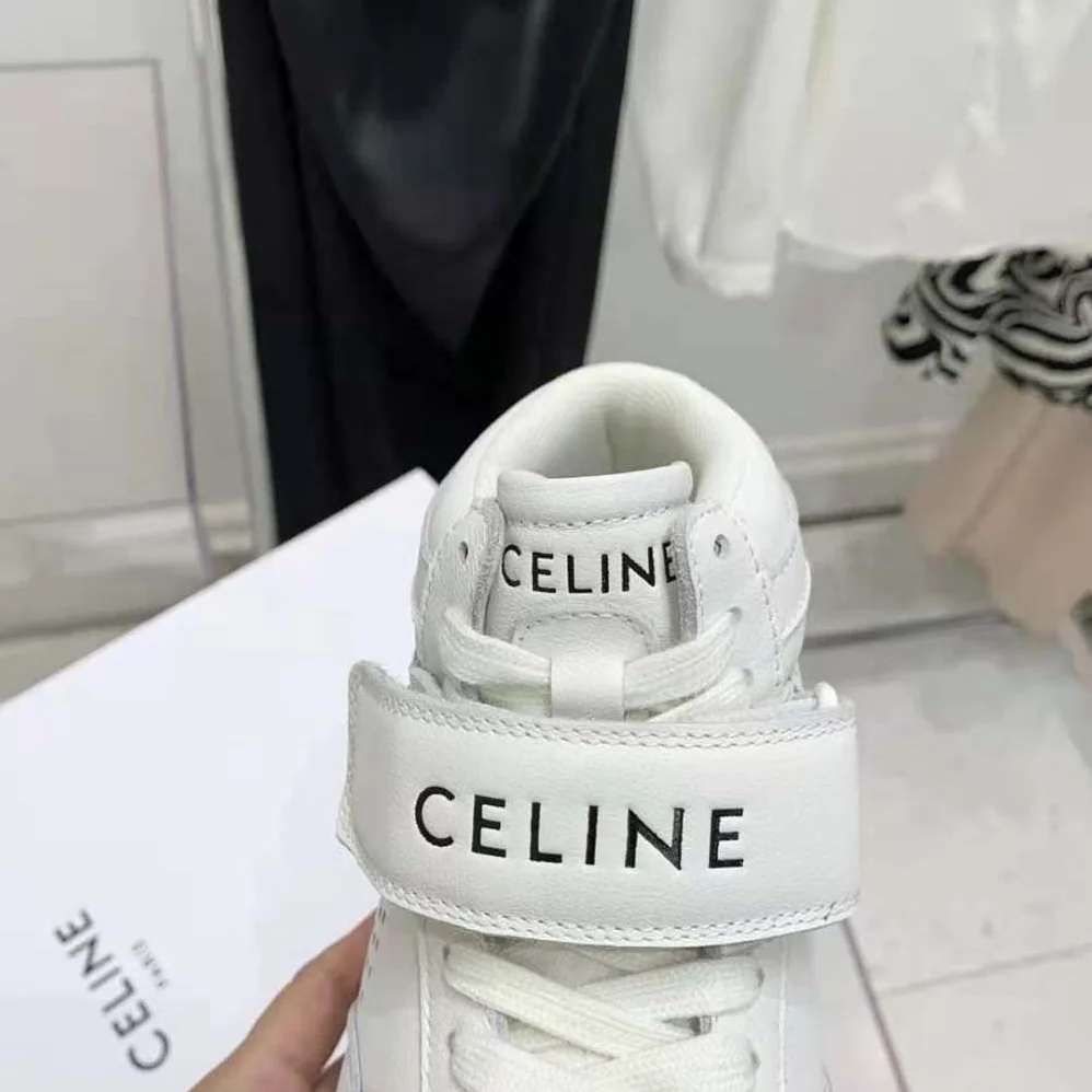 Celine Bulky Trainer High Sneaker with Velcro in Calfskin for Unisex in White Celine Bulky Trainer High Sneaker with Velcro in Calfskin for Unisex in White