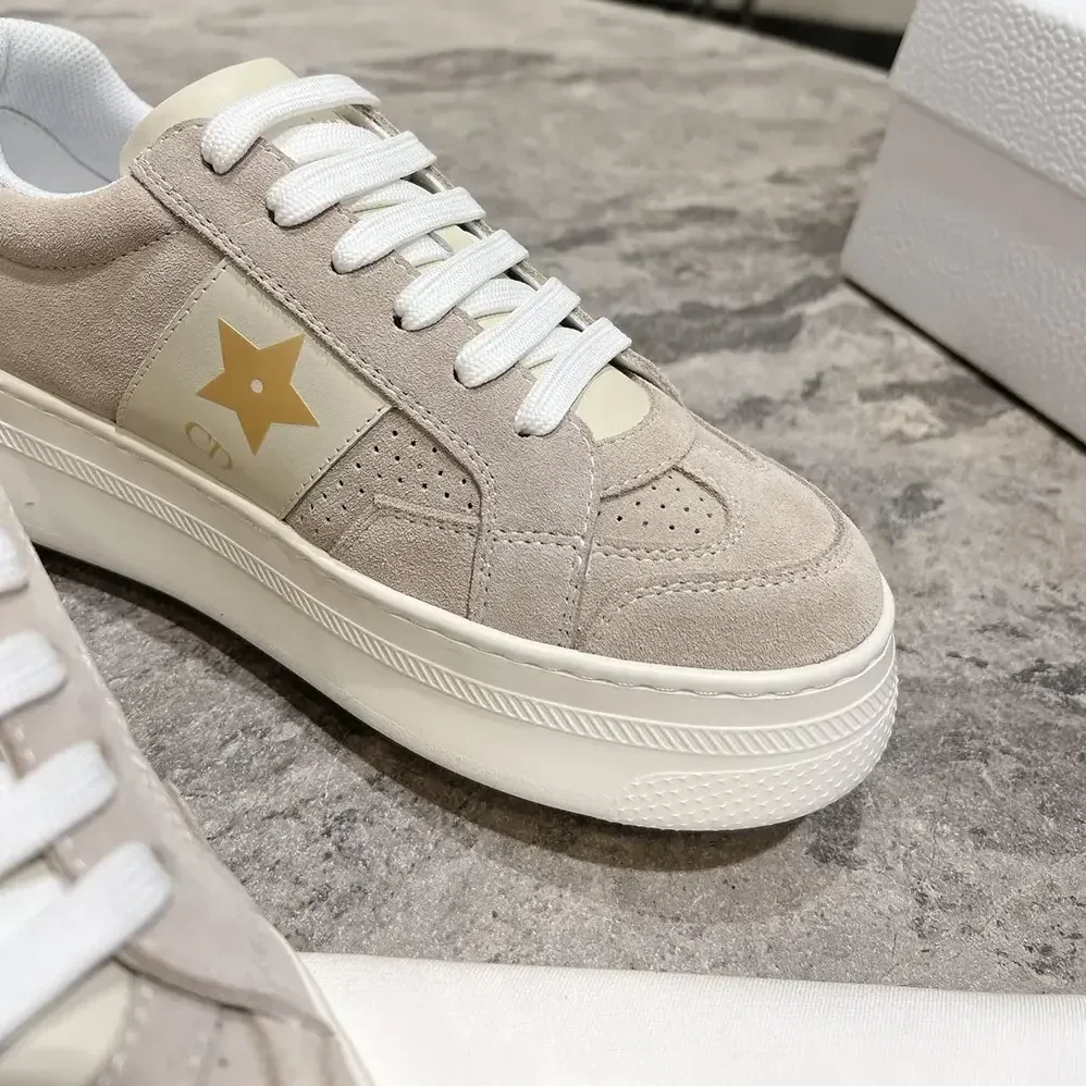 Dior Dior Star Platform Sneaker Light Beige Suede Calfskin for Women Dior Dior Star Platform Sneaker Light Beige Suede Calfskin for Women