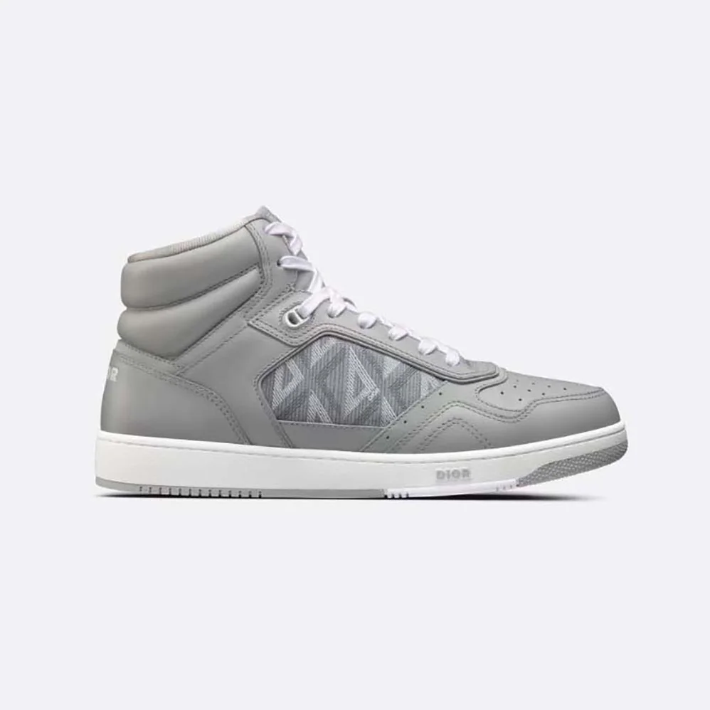 Dior B27 High-Top Sneaker Dior Gray Smooth Calfskin and CD Diamond Canvas for Men