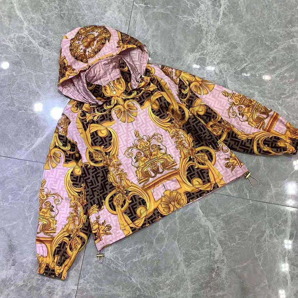 Fendi Windbreaker Fendace Multicolor Nylon Jacket for Women Fendi Windbreaker Fendace Multicolor Nylon Jacket for Women