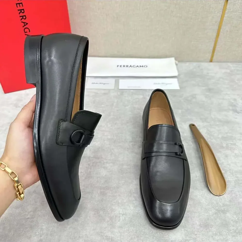 Salvatore Ferragamo Moccasin with Gancini Ornament for Men Salvatore Ferragamo Moccasin with Gancini Ornament for Men
