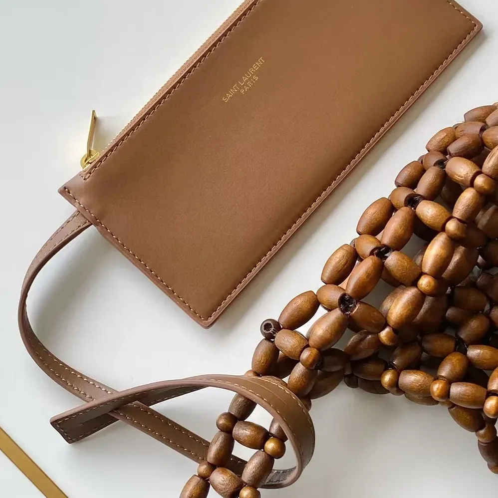 Saint Laurent YSL Le 5 À 7 In Wood Beads for Women in Brown