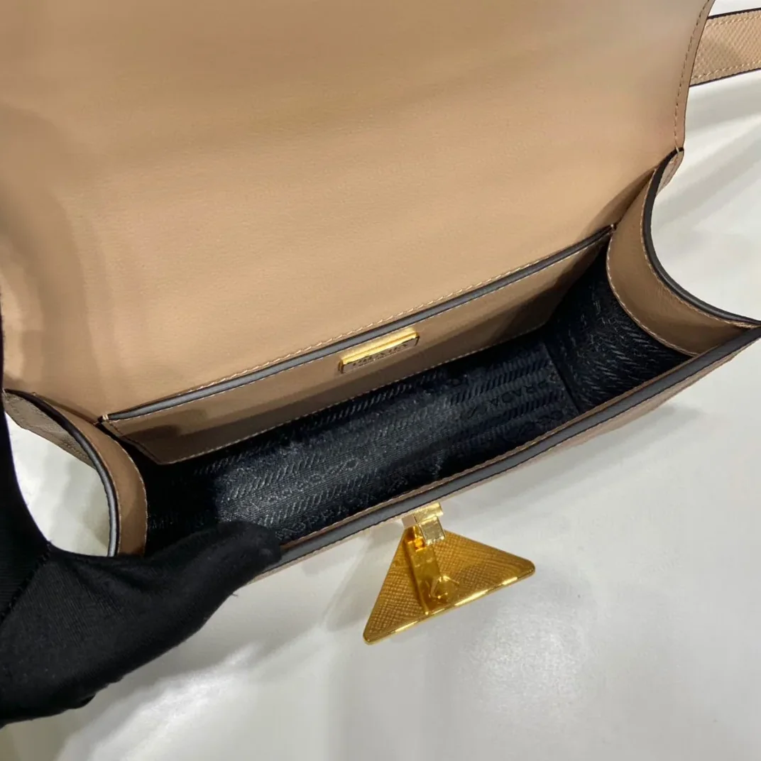 Prada Embleme Shoulder Bag / Beige Saffiano Gold Hardware 1BD320_2A4A_F0036_V_UTO Prada Embleme Shoulder Bag / Beige Saffiano Gold Hardware 1BD320_2A4A_F0036_V_UTO