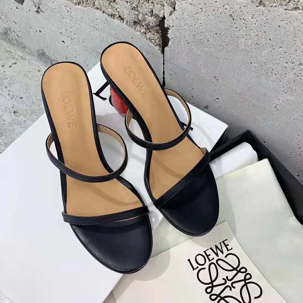 Loewe Nail Polish Sandal in Goatskin for Women in Black Loewe Nail Polish Sandal in Goatskin for Women in Black