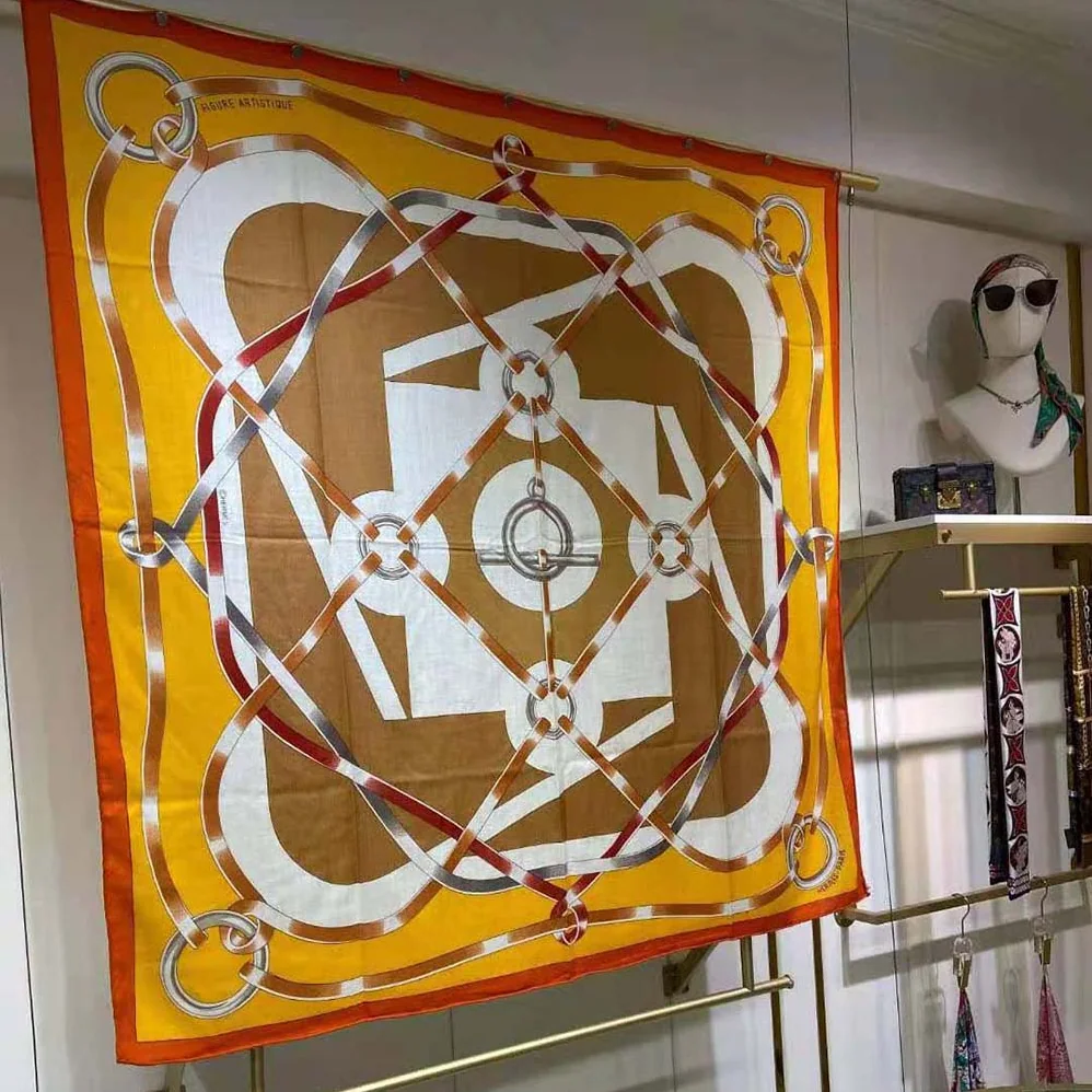Hermes Figure Artistique Scarf 90 for Women in Orange Hermes Figure Artistique Scarf 90 for Women in Orange