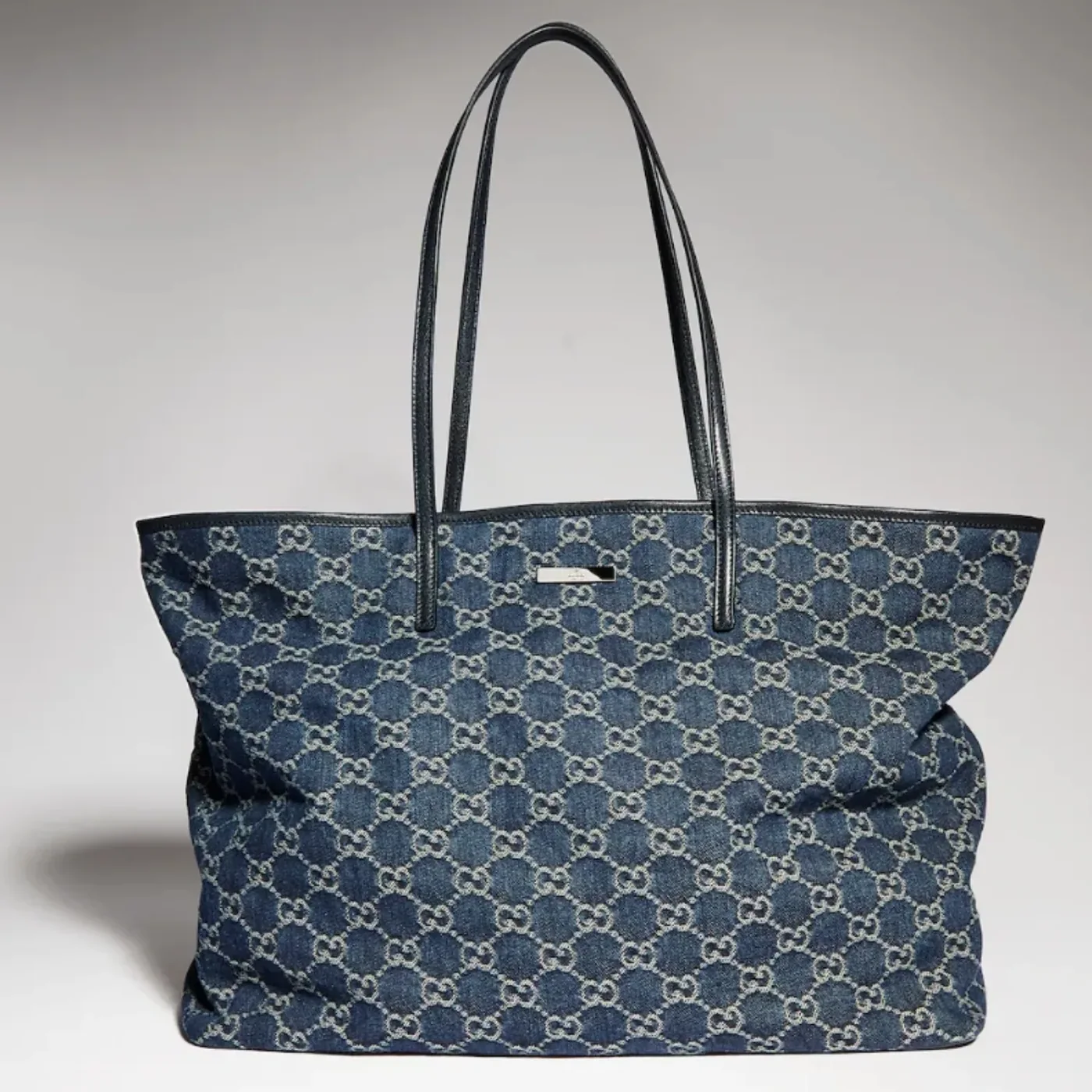 Gucci Tribeca Large Tote Bag / Dark Blue Denim Palladium Hardware