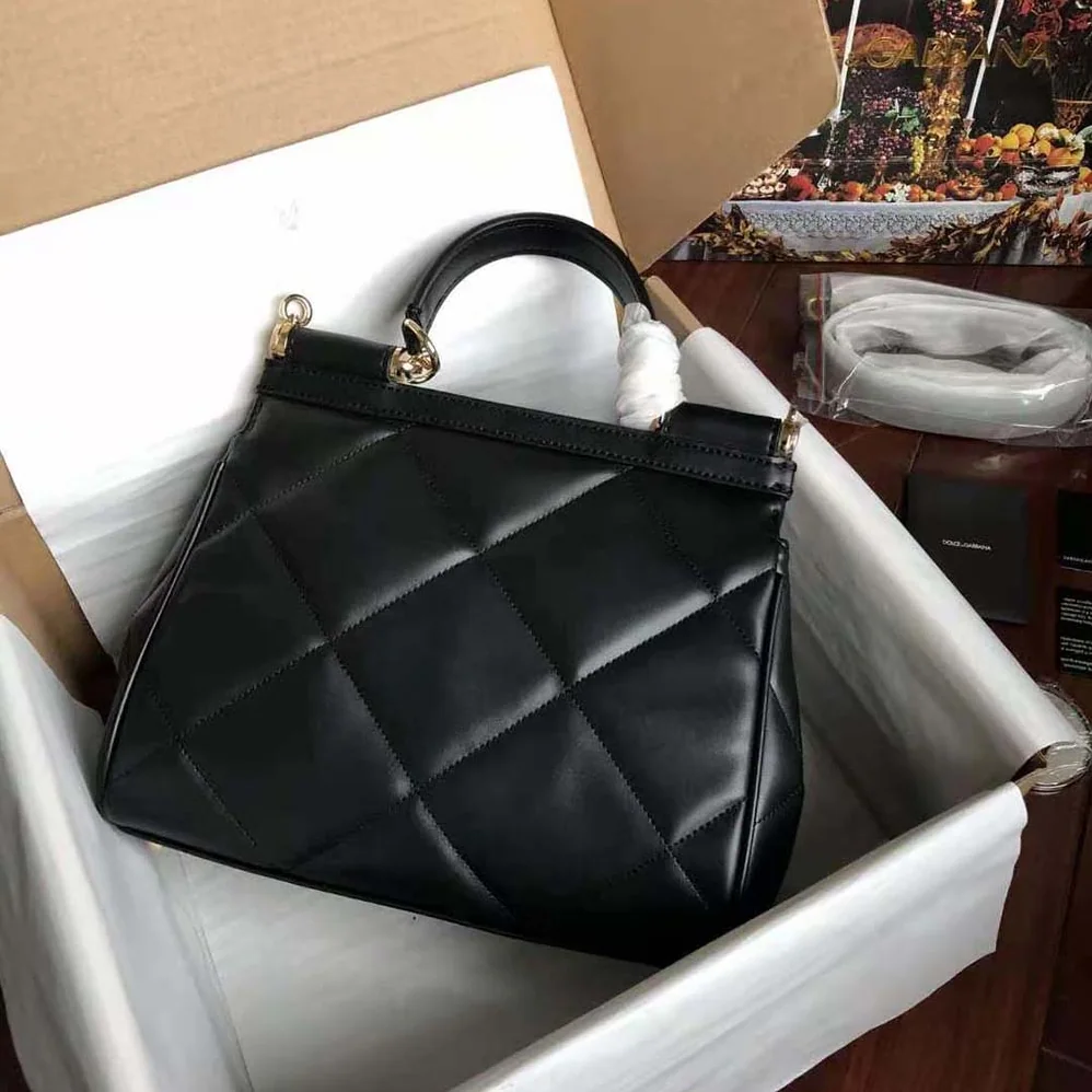 Dolce Gabbana D&G Medium Sicily Bag in Quilted Calfskin for Women in Black Dolce Gabbana D&G Medium Sicily Bag in Quilted Calfskin for Women in Black