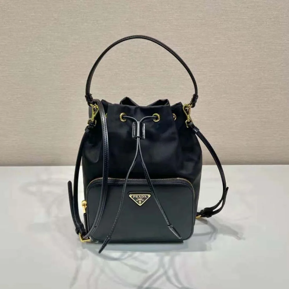 Prada Re-Nylon and Brushed Leather Bag for Women in Black