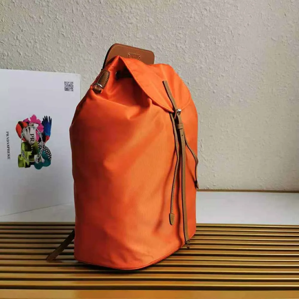 Prada Nylon and Saffiano Leather Backpack for Women in Orange Prada Nylon and Saffiano Leather Backpack for Women in Orange