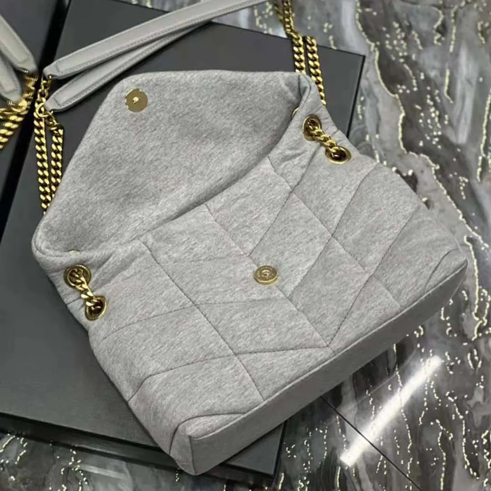 Saint Laurent YSL Puffer Toy Bag in Jersey for Women in White