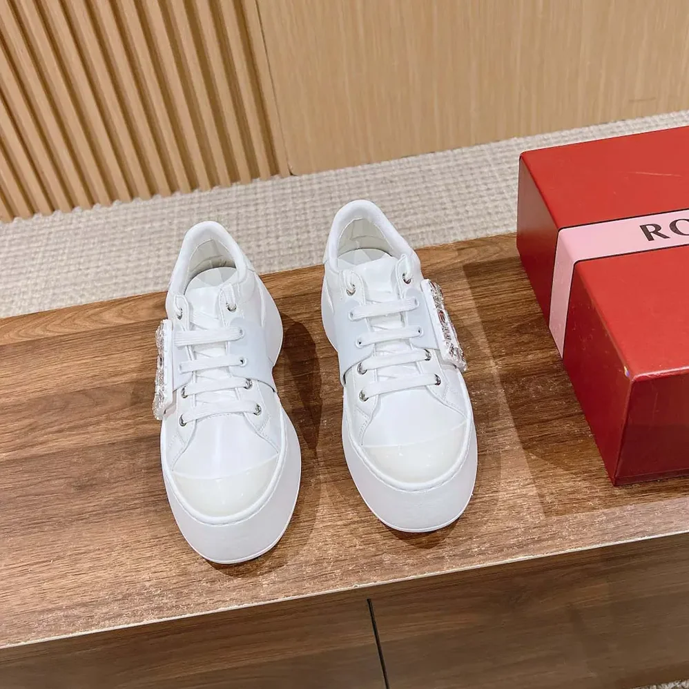 Roger Vivier Viv Skate Sneakers In Calfskin Nappa Leather White for Women Roger Vivier Viv Skate Sneakers In Calfskin Nappa Leather White for Women