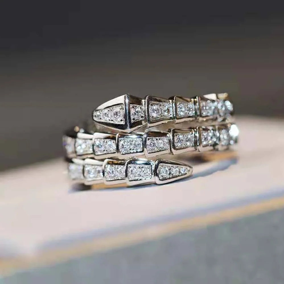 Bvlgari Serpenti Viper Two-coil 18 KT White Gold Ring for Women