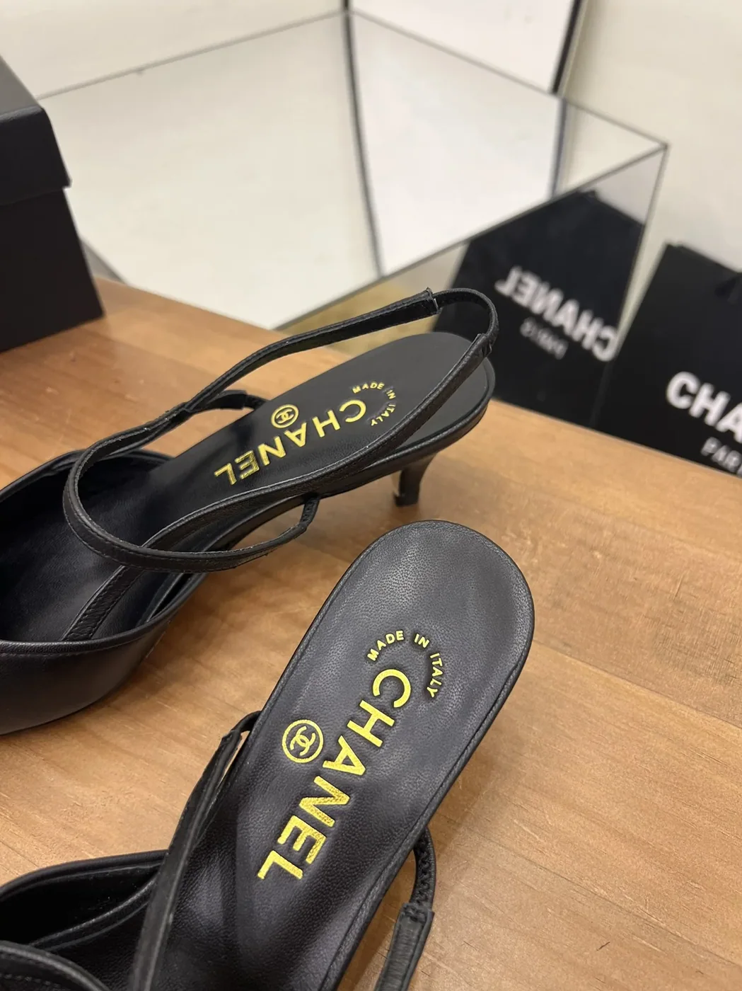 Chanel Camellia Flower Slingback Black for Women